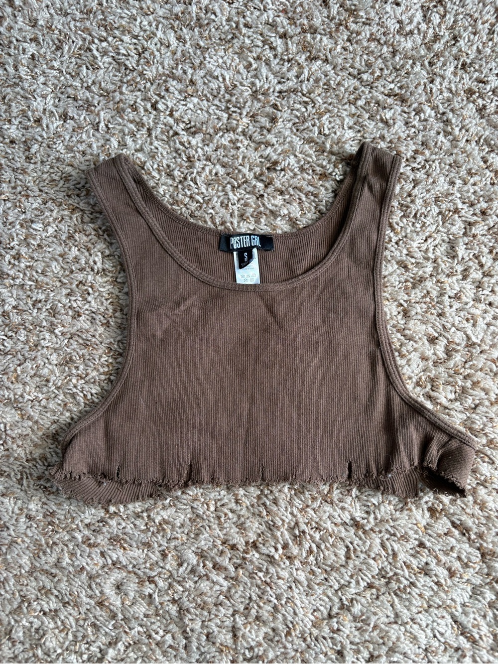 POSTER GIRL Chocolate Brown Ribbed Crop Tank